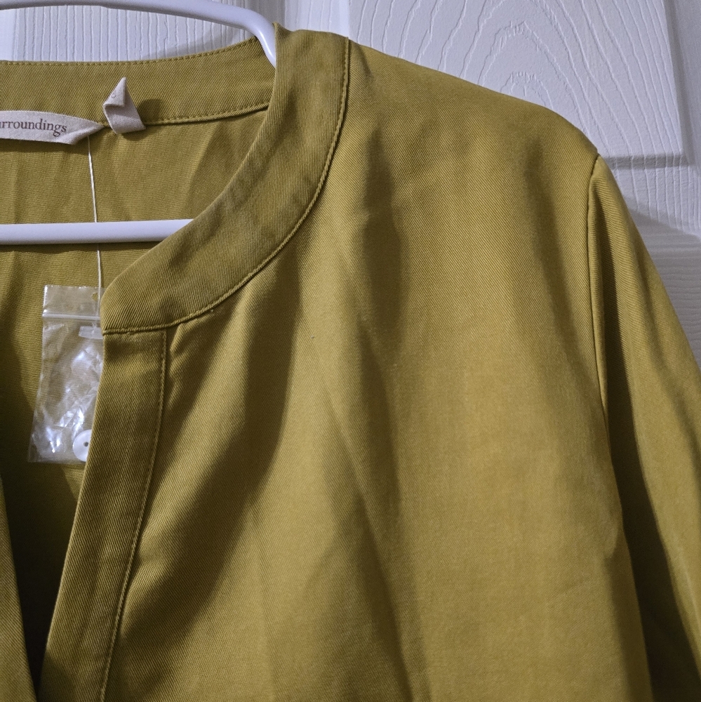 Soft Surroundings 100% Tencel Tunic in Mustard Yellow, Roll Tab Sleeves, NWOT. - Picture 5 of 14